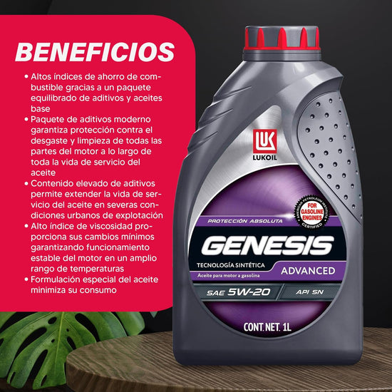 Aceite de Motor Sintético Lukoil Genesis Advanced SAE 5W-20 Garrafa 5 Litros