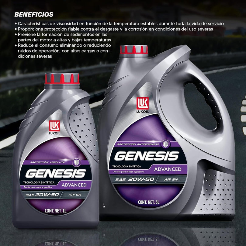 Aceite de Motor Sintético Lukoil Genesis Advanced SAE 20W-50 Garrafa 5L