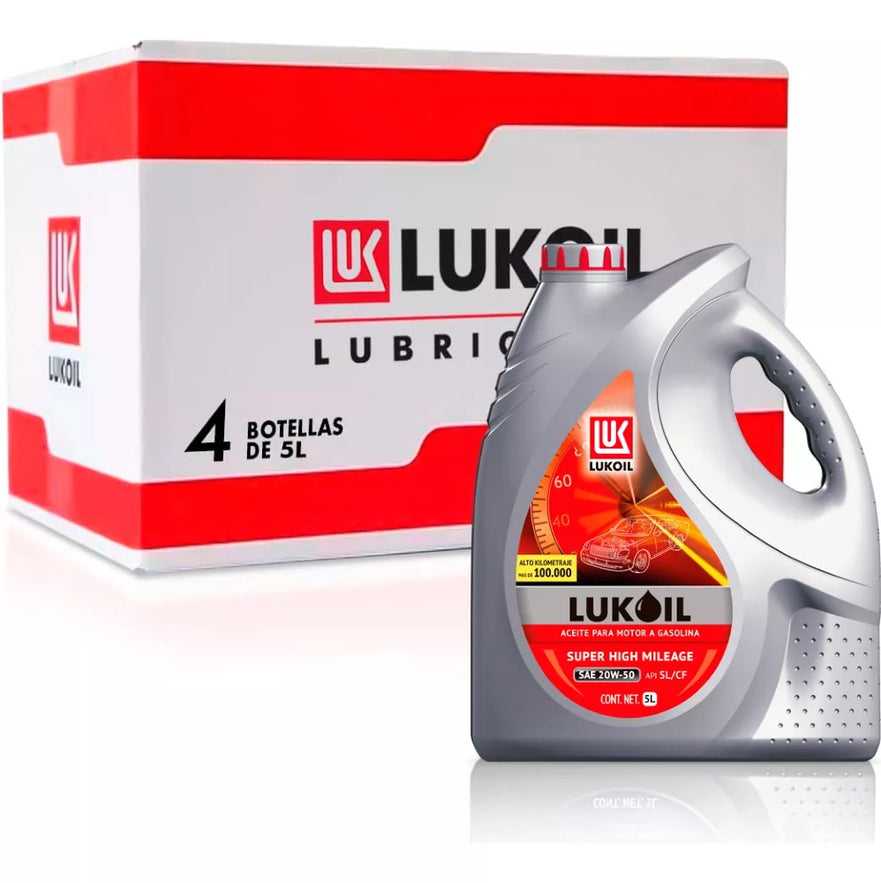 Aceite de Motor Lukoil Super High Mileage SAE 25W-50 4 Piezas de 5 Litros