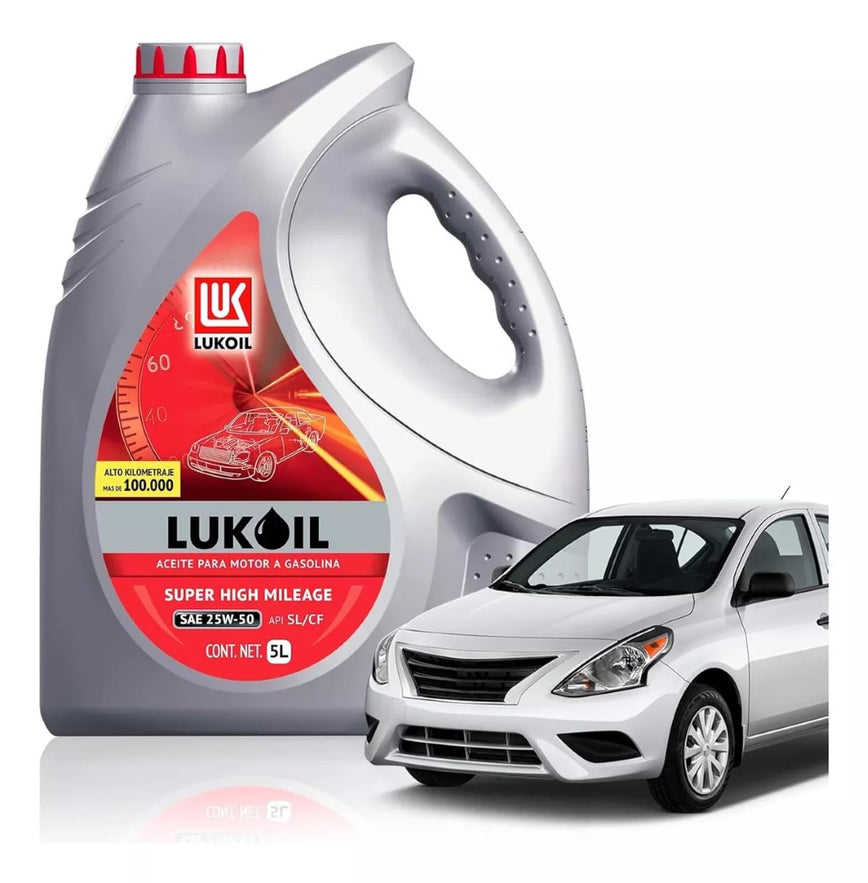 Aceite de Motor Lukoil Super High Mileage SAE 25W-50 4 Piezas de 5 Litros