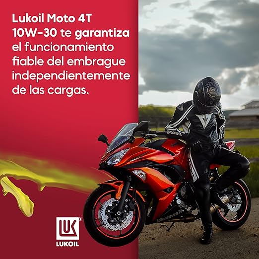 Aceite de Motor para Motocicleta Lukoil Moto 4T SAE 10W-30 1L 12 Piezas