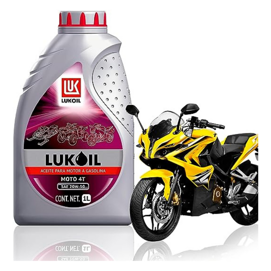 Aceite de Motor para Motocicleta Lukoil Moto 4T SAE 20W-50 1L 12 Piezas