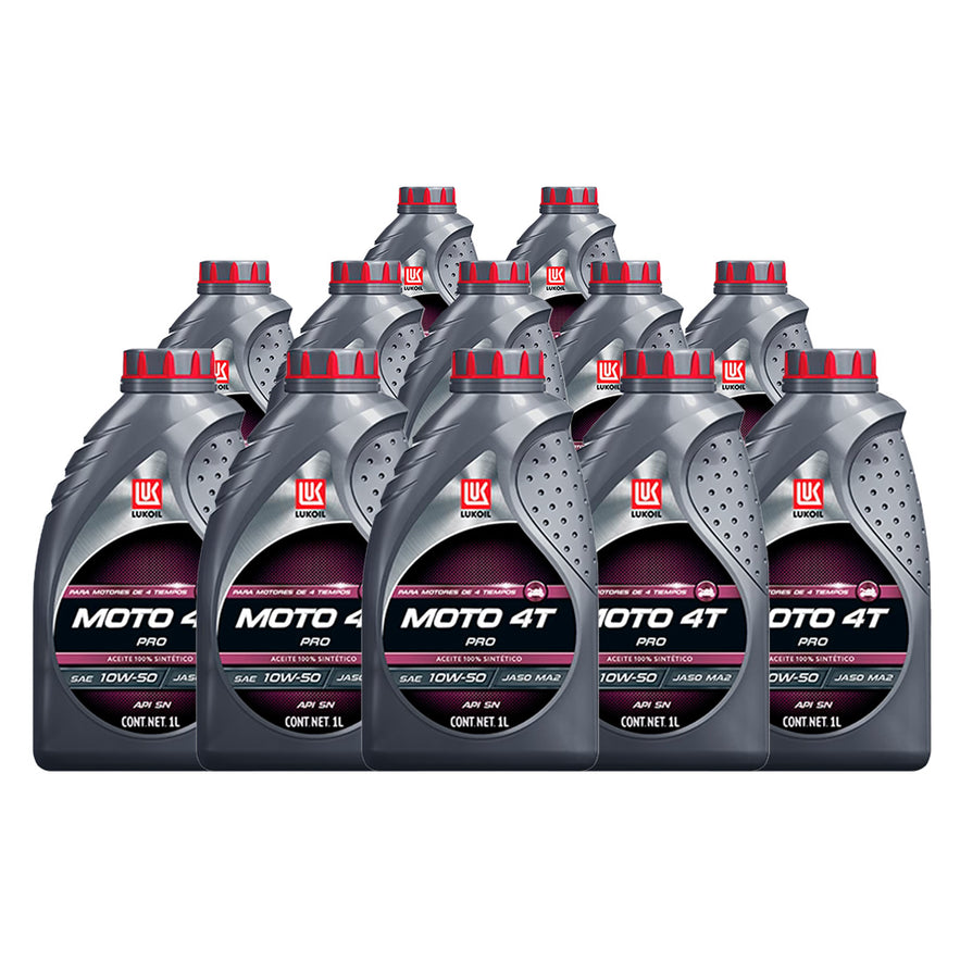 Aceite Sintético Motocicleta Lukoil Moto PRO 4T 10W-50 1L 12 Piezas