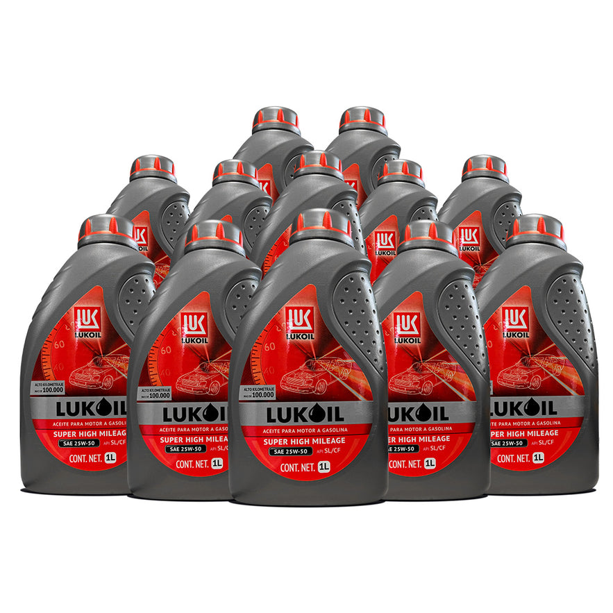 Aceite de Motor Lukoil Super High Mileage SAE 25W-50 1L 12 Piezas